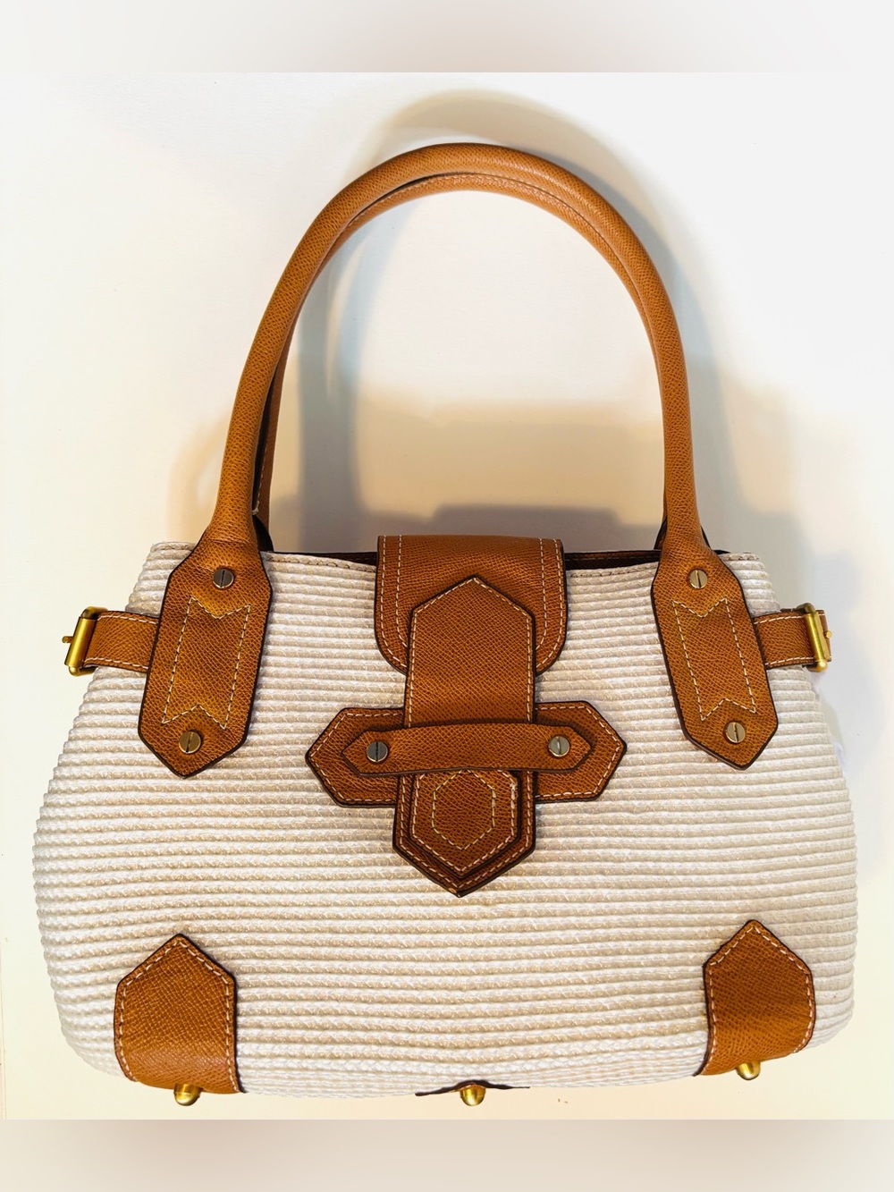 Rare Vintage Eric Javits White Raffia Woven Shopper Satchel NWT